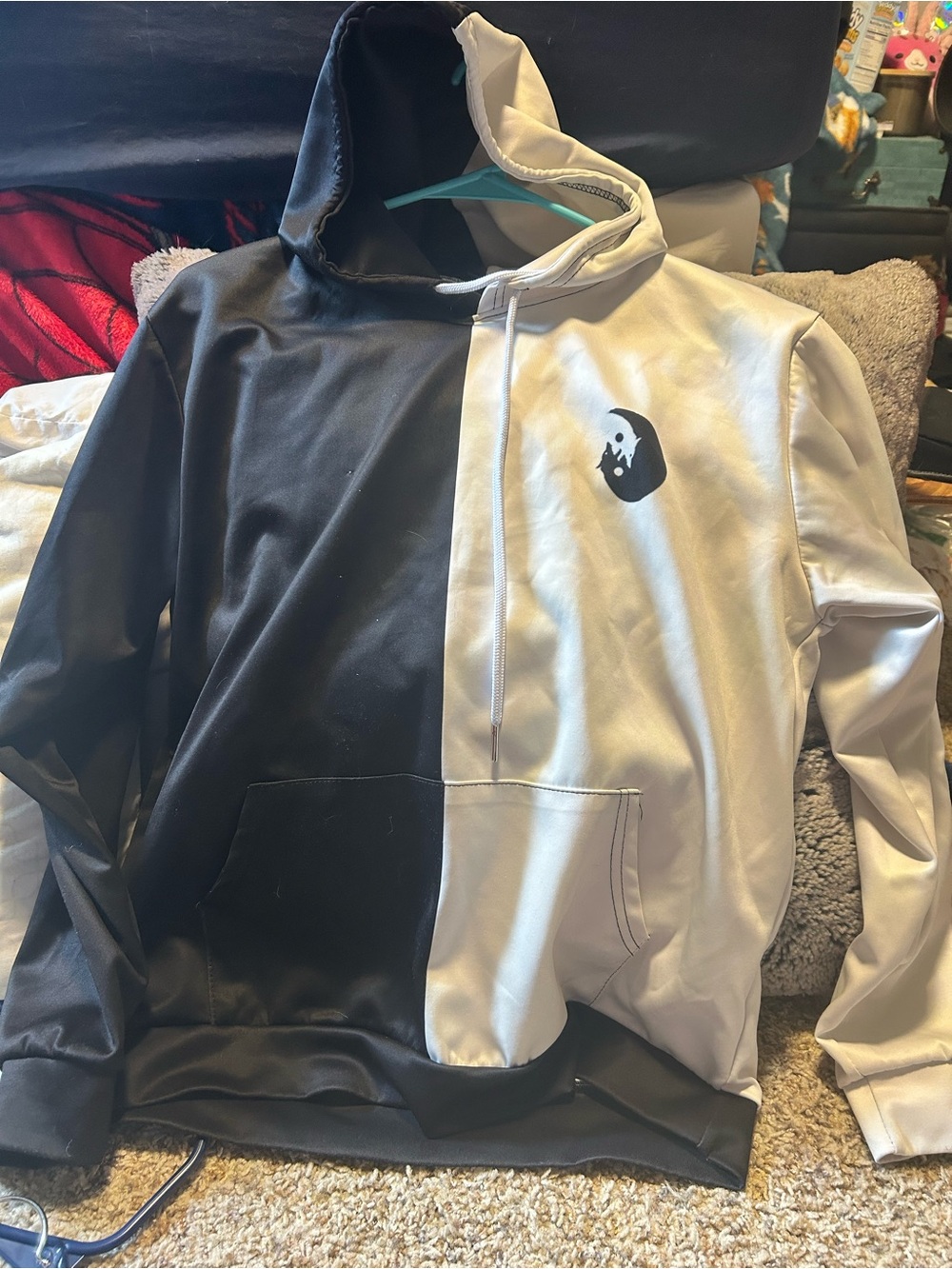 Source Unknown Men’s Black and White Split Crewneck Hoodie